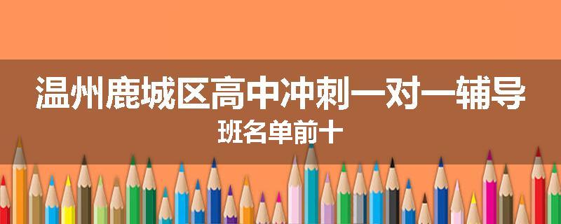 温州鹿城区高中冲刺一对一辅导班名单前十