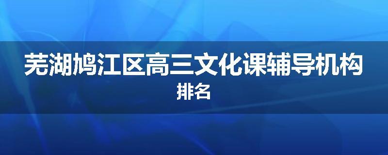 芜湖鸠江区高三文化课辅导机构排名