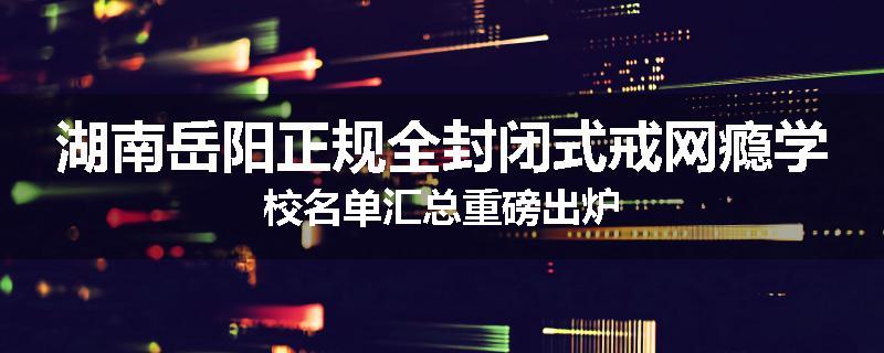 湖南岳阳正规全封闭式戒网瘾学校名单汇总重磅出炉