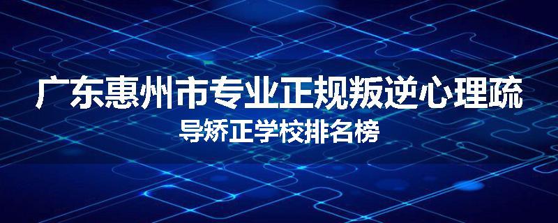 广东惠州市专业正规叛逆心理疏导矫正学校排名榜