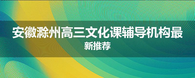 安徽滁州高三文化课辅导机构最新推荐