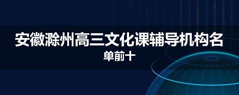 安徽滁州高三文化课辅导机构名单前十