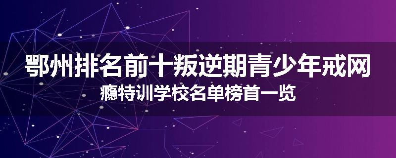 鄂州排名前十叛逆期青少年戒网瘾特训学校名单榜首一览