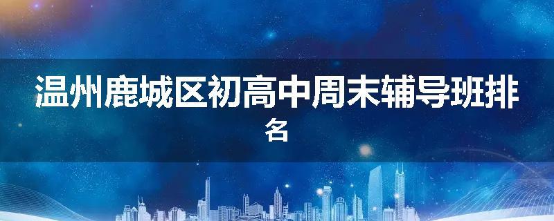 温州鹿城区初高中周末辅导班排名