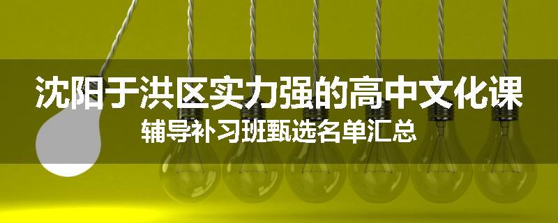 沈阳于洪区实力强的高中文化课辅导补习班甄选名单汇总