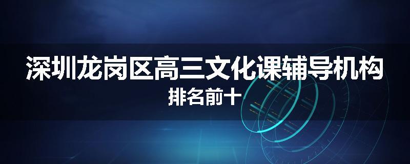 深圳龙岗区高三文化课辅导机构排名前十