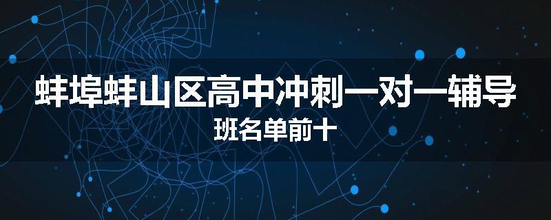 蚌埠蚌山区高中冲刺一对一辅导班名单前十
