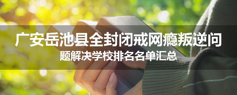 广安岳池县全封闭戒网瘾叛逆问题解决学校排名名单汇总