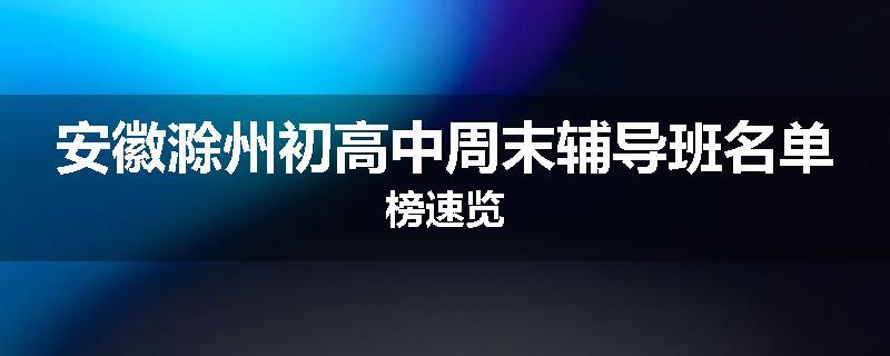 安徽滁州初高中周末辅导班名单榜速览