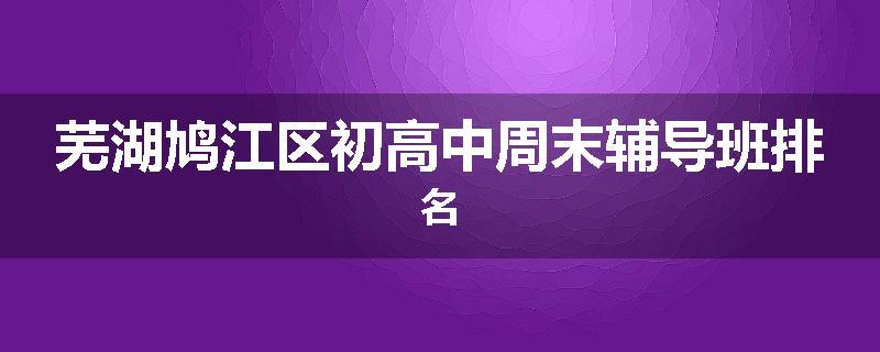 芜湖鸠江区初高中周末辅导班排名