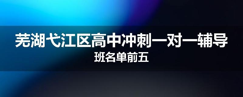 芜湖弋江区高中冲刺一对一辅导班名单前五
