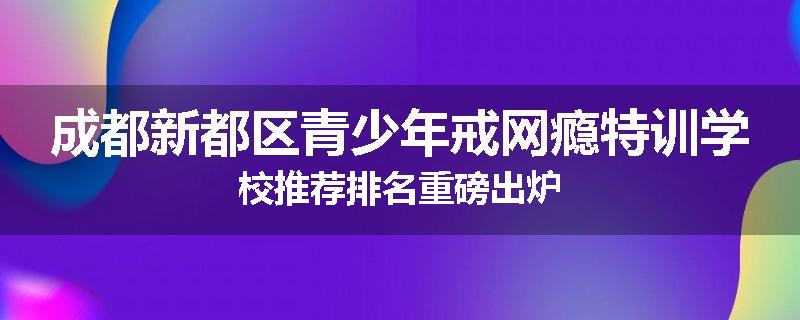 成都新都区青少年戒网瘾特训学校推荐排名重磅出炉