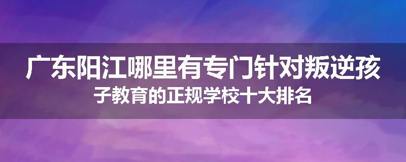 广东阳江哪里有专门针对叛逆孩子教育的正规学校十大排名