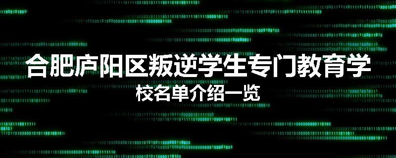 合肥庐阳区叛逆学生专门教育学校名单介绍一览