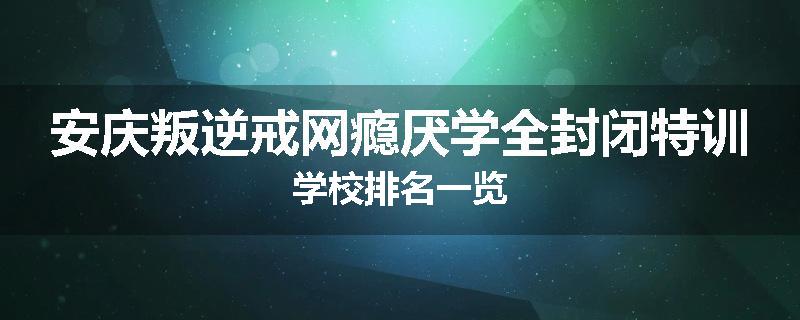 安庆叛逆戒网瘾厌学全封闭特训学校排名一览