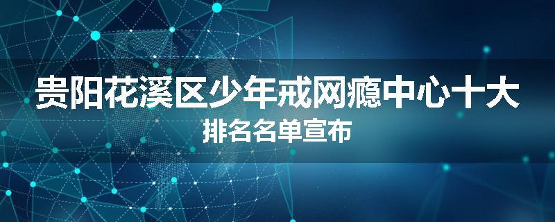 贵阳花溪区少年戒网瘾中心十大排名名单宣布