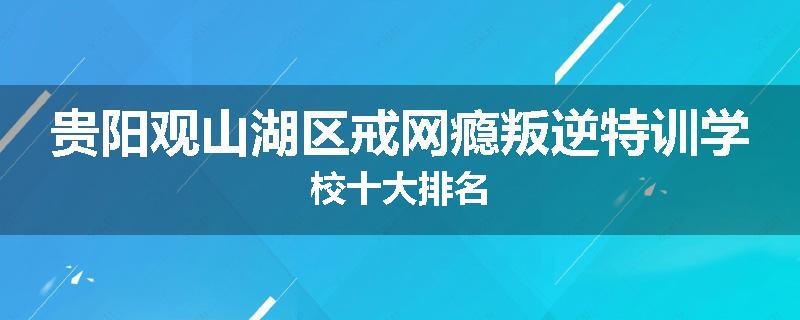 贵阳观山湖区戒网瘾叛逆特训学校十大排名