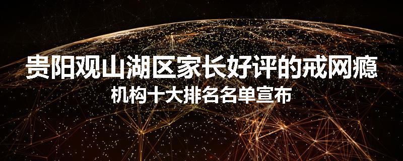 贵阳观山湖区家长好评的戒网瘾机构十大排名名单宣布