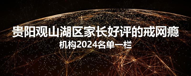 贵阳观山湖区家长好评的戒网瘾机构2024名单一栏