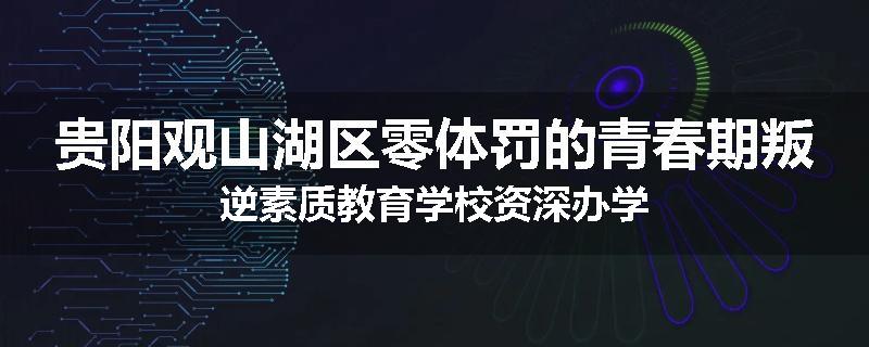 贵阳观山湖区零体罚的青春期叛逆素质教育学校资深办学