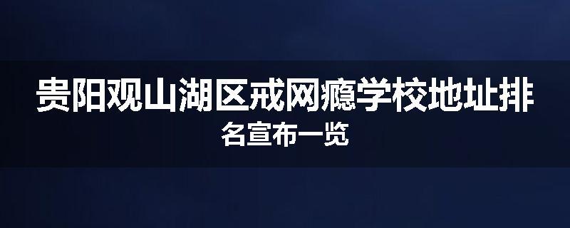 贵阳观山湖区戒网瘾学校地址排名宣布一览