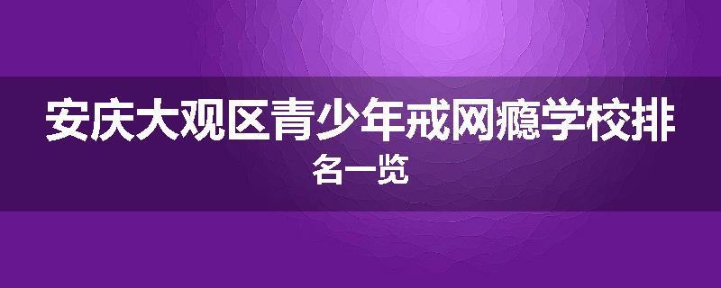 安庆大观区青少年戒网瘾学校排名一览