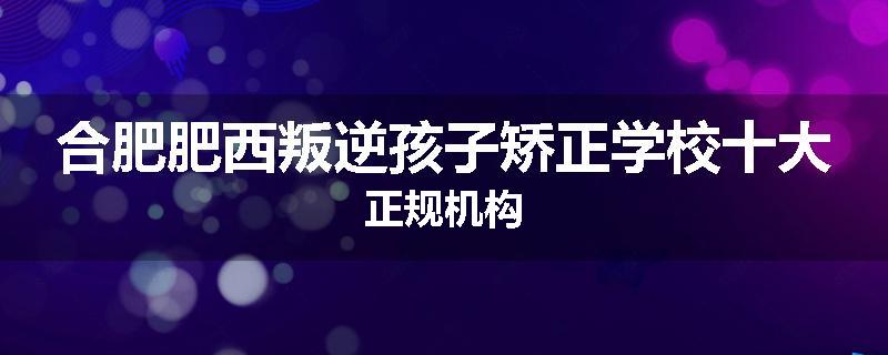 合肥肥西叛逆孩子矫正学校十大正规机构
