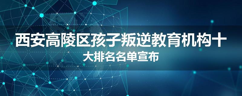 西安高陵区孩子叛逆教育机构十大排名名单宣布