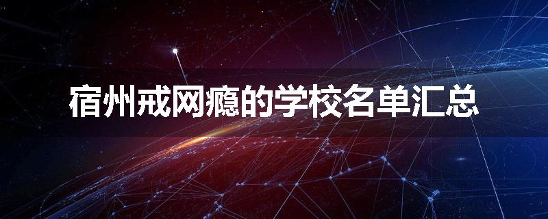 宿州戒网瘾的学校名单汇总