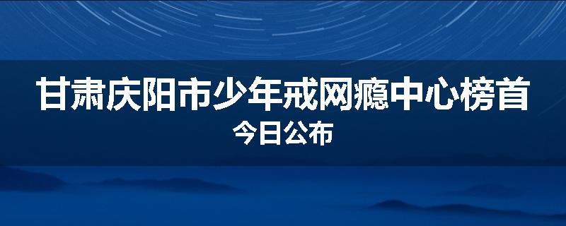 甘肃庆阳市少年戒网瘾中心榜首今日公布