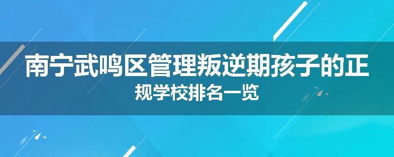 南宁武鸣区管理叛逆期孩子的正规学校排名一览