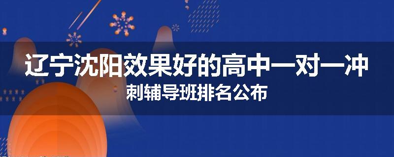 辽宁沈阳效果好的高中一对一冲刺辅导班排名公布