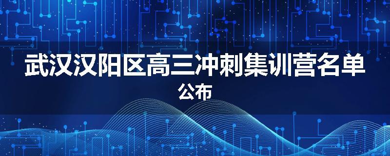 武汉汉阳区高三冲刺集训营名单公布