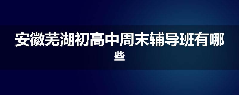 安徽芜湖初高中周末辅导班有哪些