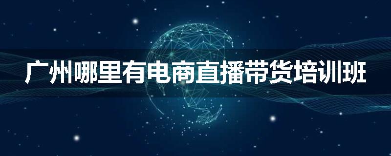 广州哪里有电商直播带货培训班