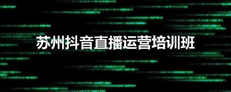 苏州抖音直播运营培训班