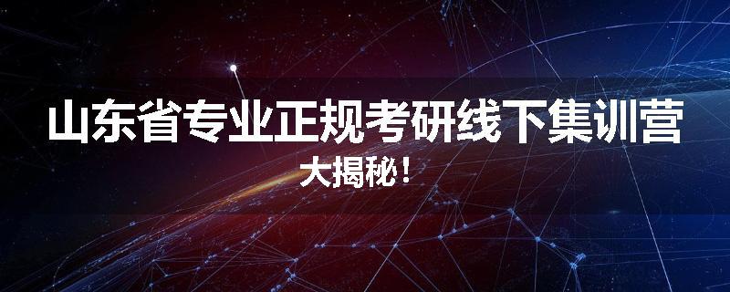 山东省专业正规考研线下集训营大揭秘！