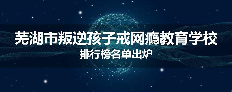 芜湖市叛逆孩子戒网瘾教育学校排行榜名单出炉