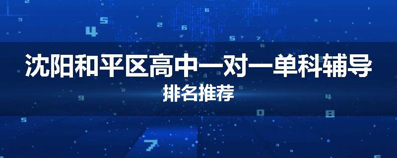 沈阳和平区高中一对一单科辅导排名推荐