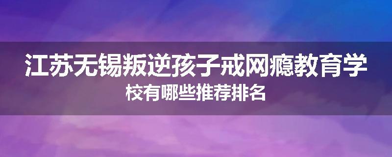 江苏无锡叛逆孩子戒网瘾教育学校有哪些推荐排名