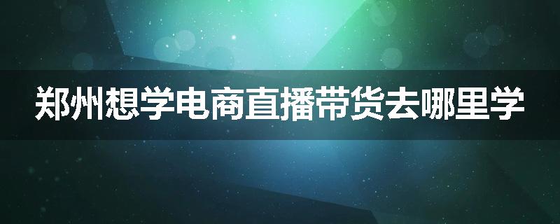 郑州想学电商直播带货去哪里学