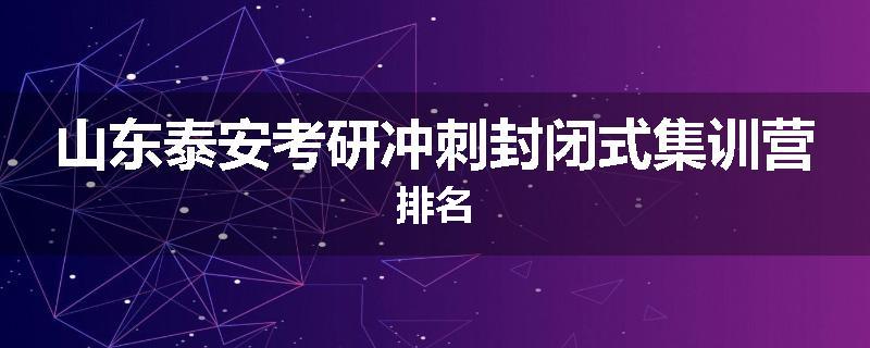 山东泰安考研冲刺封闭式集训营排名