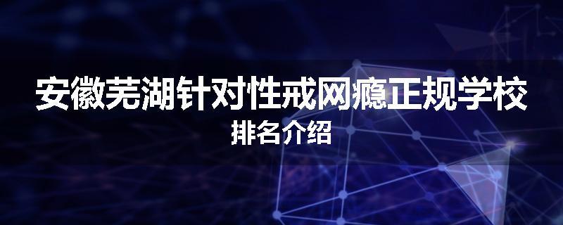 安徽芜湖针对性戒网瘾正规学校排名介绍