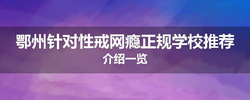 鄂州针对性戒网瘾正规学校推荐介绍一览