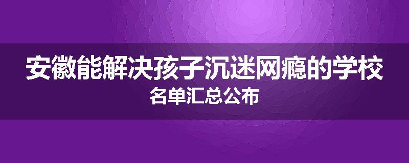 安徽能解决孩子沉迷网瘾的学校名单汇总公布