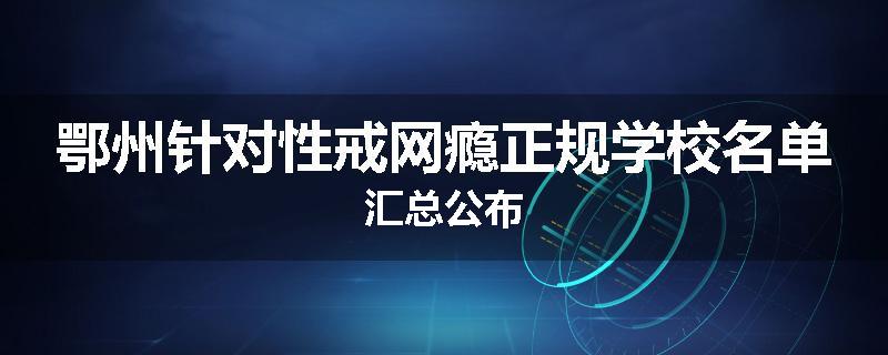 鄂州针对性戒网瘾正规学校名单汇总公布