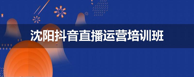 沈阳抖音直播运营培训班