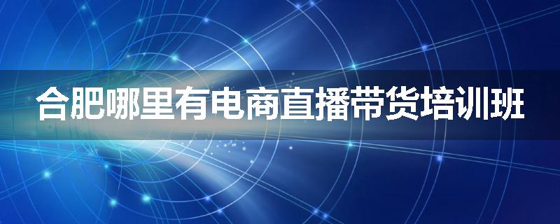 合肥哪里有电商直播带货培训班
