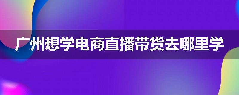 广州想学电商直播带货去哪里学