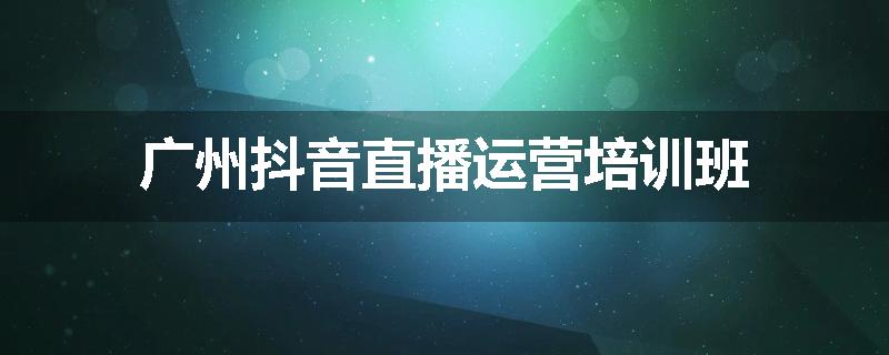 广州抖音直播运营培训班